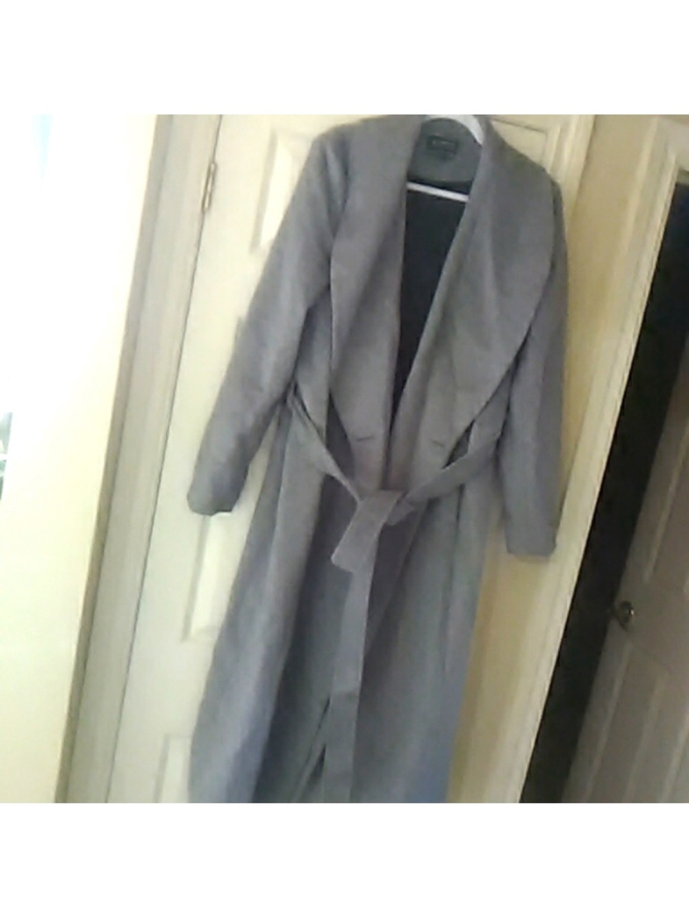 le chateau Long Grey Coat with Tie Belt
